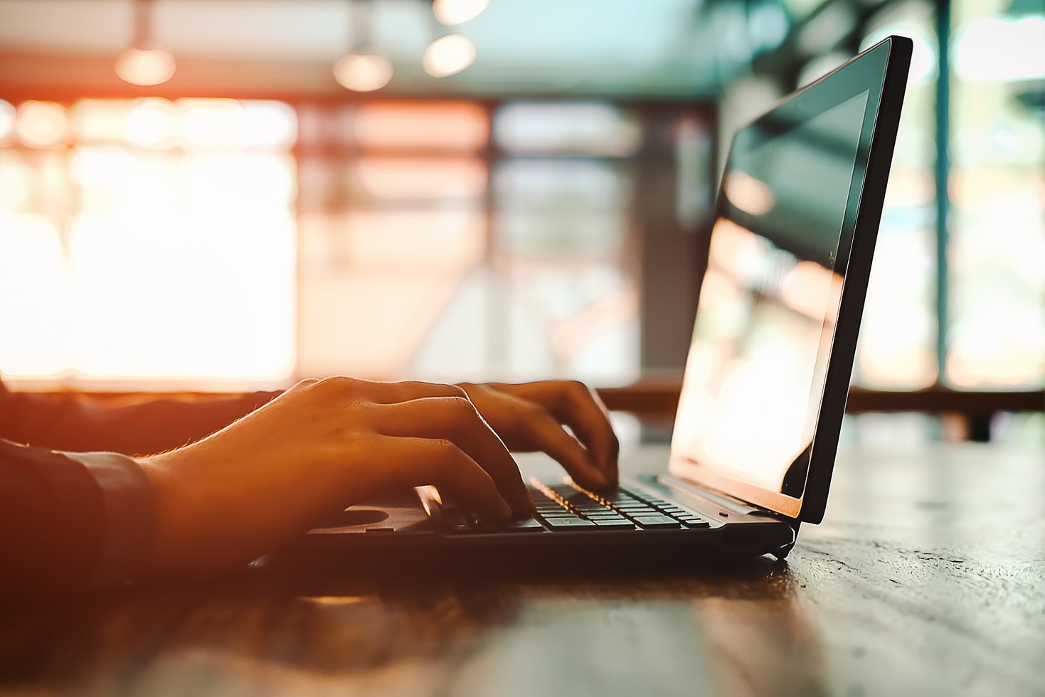 Business Woman Hand Using Laptop with Social Network 